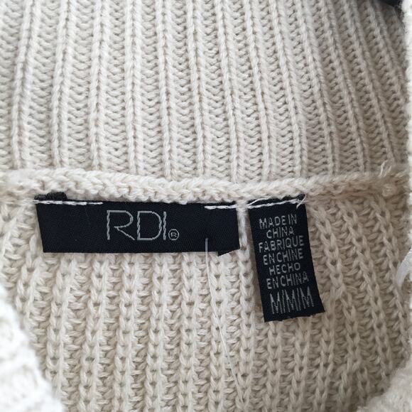 RDI Tunic Sweater Mock Neck Kangaroo Pockets Ribbed White Beach Size Medium - Picture 4 of 8